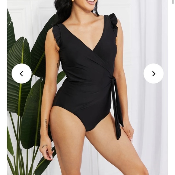Marina West Black Wrap One Piece Bathing Suit - Picture 4 of 11